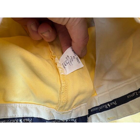 VTG 90s Polo Ralph Lauren Tyler Chino Shorts Mens 34 Yellow Pleated Golf Retro - Picture 4 of 8